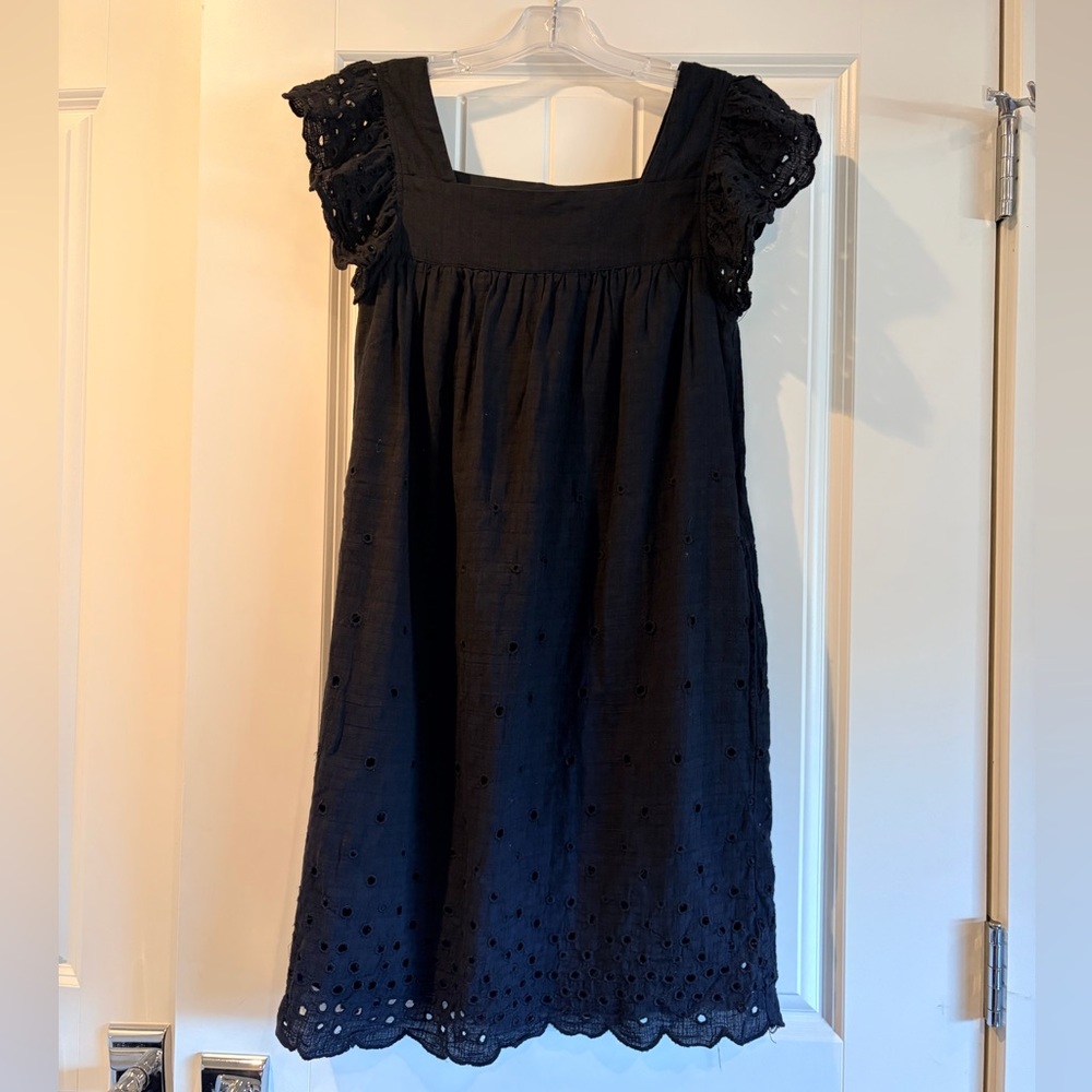 Anthropologie Dear Creatures Black Square Neck Sleeveless Dress